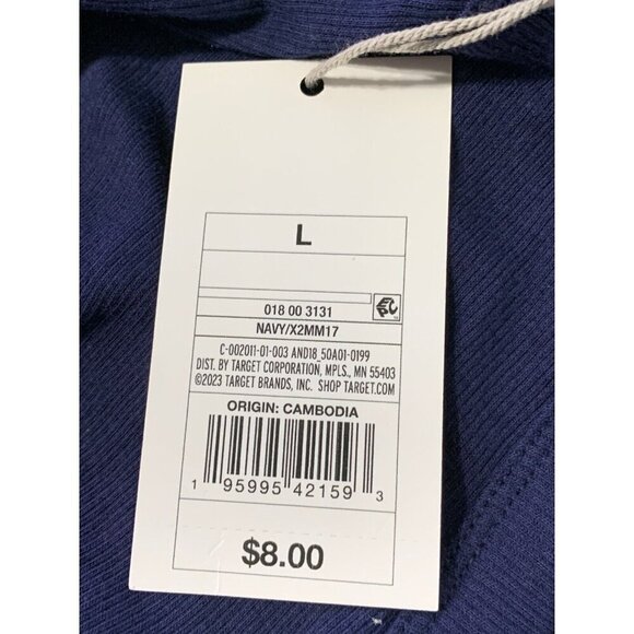 Large - Womens Slim Fit Ribbed High Neck Tank Top - A New Day - Navy Blue - Picture 3 of 6